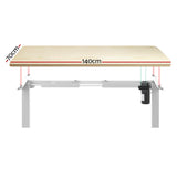 Artiss Standing Desk Motorised Sit Stand Desks White Oak 140CM - Side View