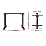 Artiss Standing Desk Frame Only Dual Motor Motorised Black - Front View