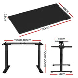 Artiss Standing Desk Motorised Dual Motor Black 120CM - Front View