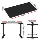 Artiss Standing Desk Motorised Dual Motor Black 140CM - Front View