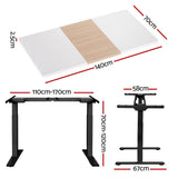 Artiss Standing Desk Motorised Electric Dual Motor 140CM - Front View