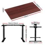 Artiss Standing Desk Motorised Dual Motor Walnut 120CM - Front View