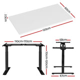 Artiss Standing Desk Motorised Dual Motor White 120CM - Front View