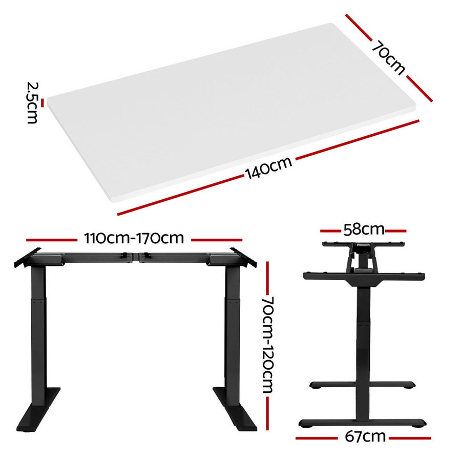 Artiss Standing Desk Motorised Dual Motor White 140CM, image 2