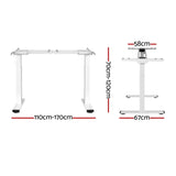 Artiss Standing Desk Frame Only Dual Motor Motorised White - Front View