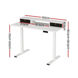Artiss Electric Standing Desk Dual Motor Office Table With Shelf Drawer120CM - Front View