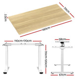Artiss Standing Desk Motorised Dual Motor 140CM White Oak - Front View