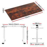 Artiss Standing Desk Motorised Dual Motor 120CM Rustic Brwon - Front View