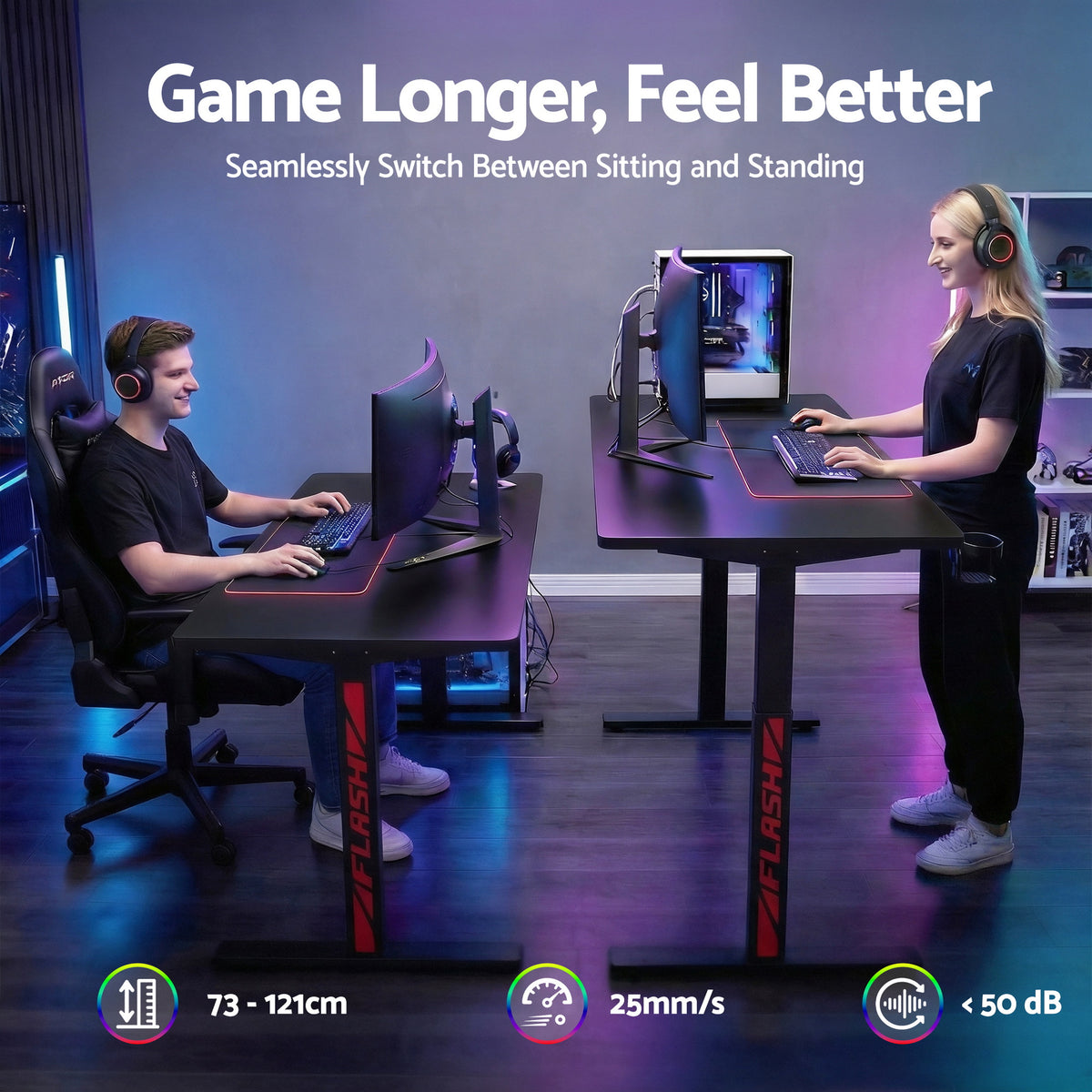 Artiss Gaming Desks Standing Desk Motorised 140CM Black