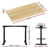 Artiss Standing Desk Motorised Electric Dual Motor White Oak 120CM - Front View