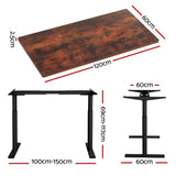 Artiss Standing Desk Motorised Electric Dual Motor Rustic Brown 120CM - Front View
