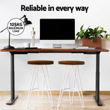 Artiss Standing Desk Motorised Electric Dual Motor Rustic Brown 120CM - Rear View