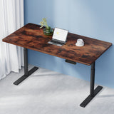 Artiss Standing Desk Motorised Electric Dual Motor Rustic Brown 140CM - Close-Up Angle