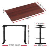 Artiss Standing Desk Motorised Electric Dual Motor Walnut 140CM - Front View