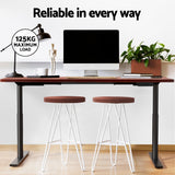 Artiss Standing Desk Motorised Electric Dual Motor Walnut 140CM - Rear View