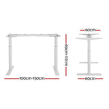 Artiss Standing Desk Frame Only Dual Motor Motorised Adjustable 125KG Load White - Front View