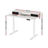 Artiss Electric Standing Desk with Storage Rack Shelf Drawers White 120CM - Front View