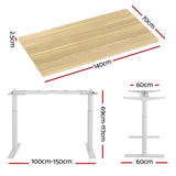 Artiss Standing Desk Motorised Electric Dual Motor 140CM White Oak - Front View