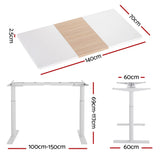 Artiss Standing Desk Motorised Electric Dual Motor 140CM White Pine - Front View