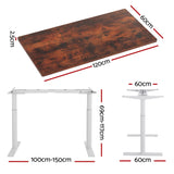 Artiss Standing Desk Motorised Electric Dual Motor 120CM Rustic Brown - Front View