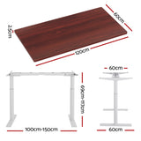 Artiss Standing Desk Motorised Electric Dual Motor 120CM Walnut - Front View