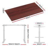 Artiss Standing Desk Motorised Electric Dual Motor 140CM Walnut - Front View