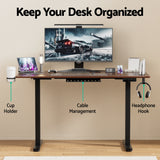Artiss Standing Desk Motorised Dual Motor Electric Walnut 140CM - Rear View