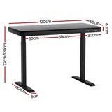 Artiss Standing Desk Motorised Electric Motor Drawer 120CM Black - Front View