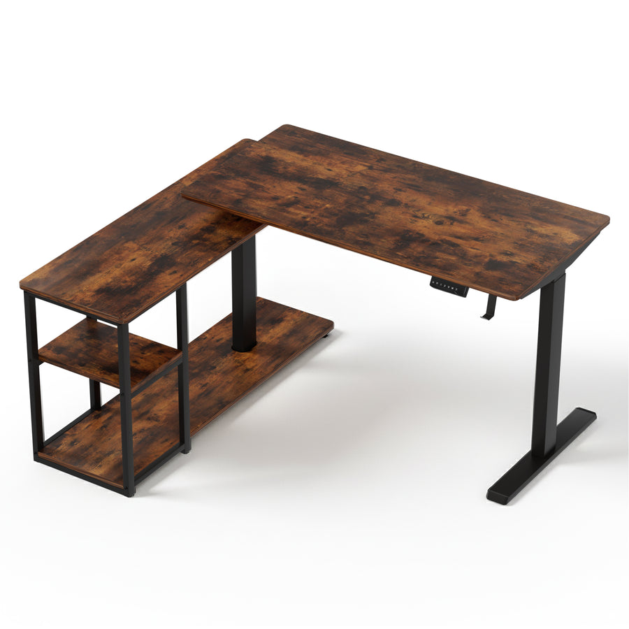 Artiss Electric Standing Desk Adjustable Motorised 120CM L Shaped Rustic Brown