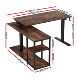 Artiss Electric Standing Desk Adjustable Motorised 120CM L Shaped Rustic Brown - Front View