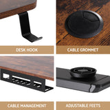 Artiss Electric Standing Desk Adjustable Motorised 120CM L Shaped Rustic Brown - Rear View