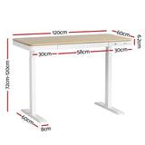 Artiss Standing Desk Motorised Electric Dual Motor Draw 120CM Oak - Front View