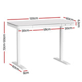 Artiss Standing Desk Motorised Electric Desks Drawer 120CM White - Front View