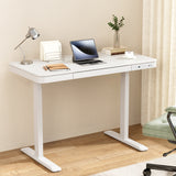 Artiss Standing Desk Motorised Electric Desks Drawer 120CM White - Close-Up Angle