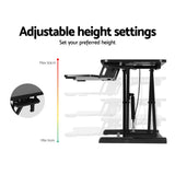 Artiss Standing Desk Riser Height Adjustable Black 80CM - Close-Up Angle