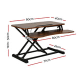 Artiss Standing Desk Riser Height Adjustable Rustic Brown 80CM - Front View