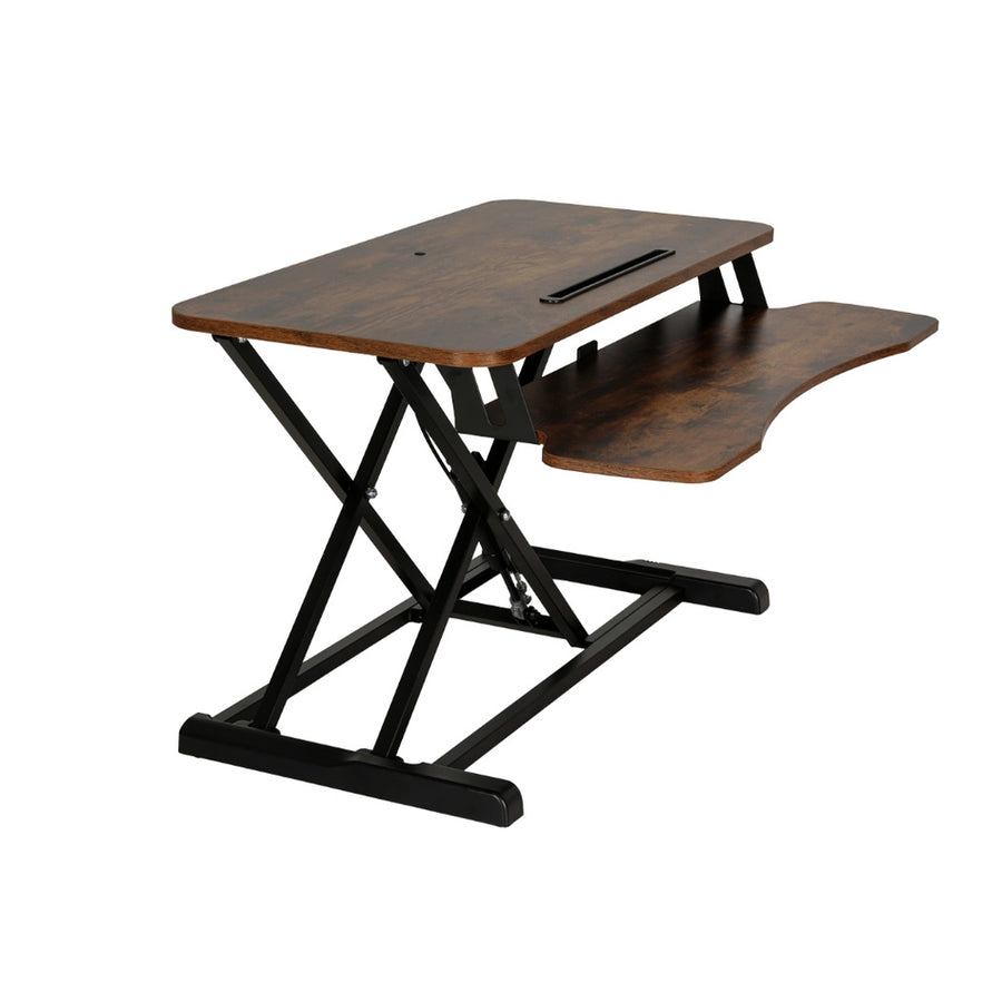 Artiss Standing Desk Riser Height Adjustable Rustic Brown 80CM, image 3