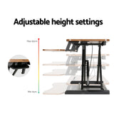 Artiss Standing Desk Riser Height Adjustable Rustic Brown 80CM - Top-Down View