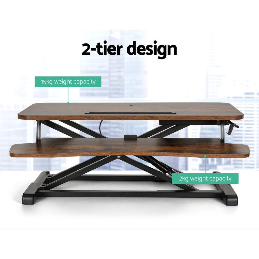Artiss Standing Desk Riser Height Adjustable Rustic Brown 80CM, image 5