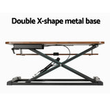 Artiss Standing Desk Riser Height Adjustable Rustic Brown 80CM - Rear View
