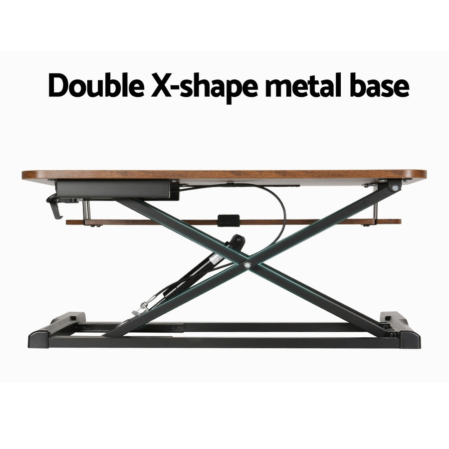 Artiss Standing Desk Riser Height Adjustable Rustic Brown 80CM, image 6