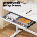 Artiss Manual Standing Desk Height Adjustable Workstation Computer Desks Study 100CM White - Rear View