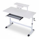 Artiss Manual Standing Desk Height Adjustable Workstation Computer Desks Study 120CM White