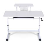 Artiss Manual Standing Desk Height Adjustable Workstation Computer Desks Study 120CM White - Side View
