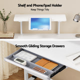 Artiss Manual Standing Desk Height Adjustable Workstation Computer Desks Study 120CM White - Rear View