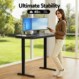 Artiss Electric Standing Desk Motorised Glass Top Black 120CM - Low Angle