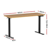 Artiss Electric Standing Desk 140cm Adjustable Height Motorised Home Office Desk Oak Black - Front View