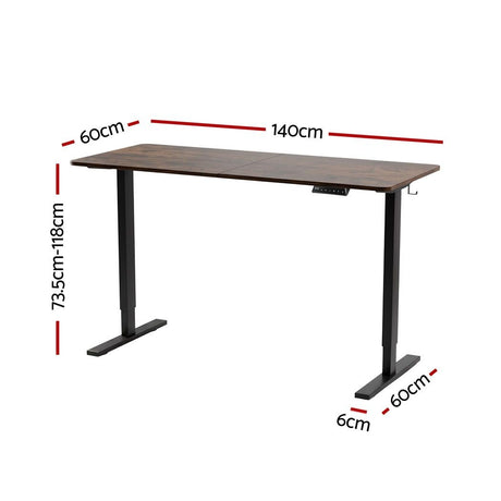 Artiss Standing Desk Height Adjustable 140cm Ergonomic Office Desk Brown, Adjustable Height