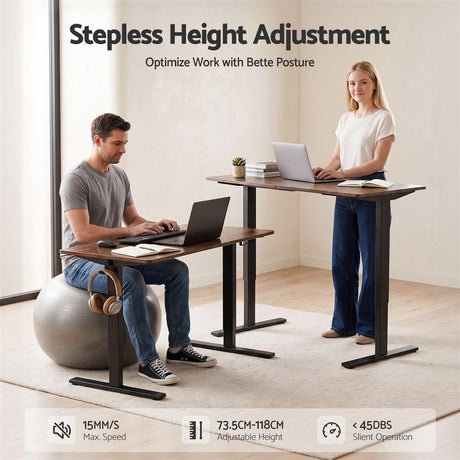 Artiss Standing Desk Height Adjustable 140cm Ergonomic Office Desk Brown, image 5