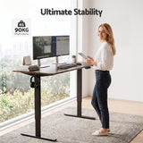 Artiss Standing Desk Height Adjustable 140cm Ergonomic Office Desk Brown - Rear View